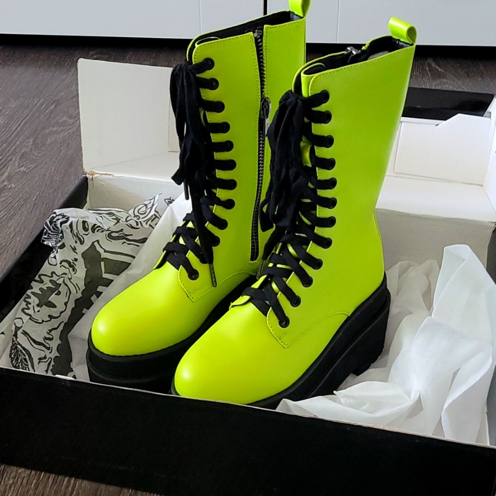 Green neon boots